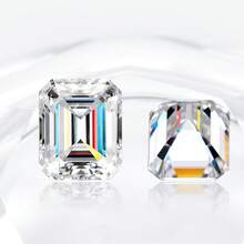 1 pieza de piedra suelta de moissanita blanca de color D, corte esmeralda, VVS1, con certificado GRA para bricolaje - Blanco - Ver 14