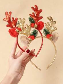 1 Pc Girls Christmas Deer Antler Headband Holiday Decoration Gift Headband Hair Accessories Headdress Suitable For Holiday Matching