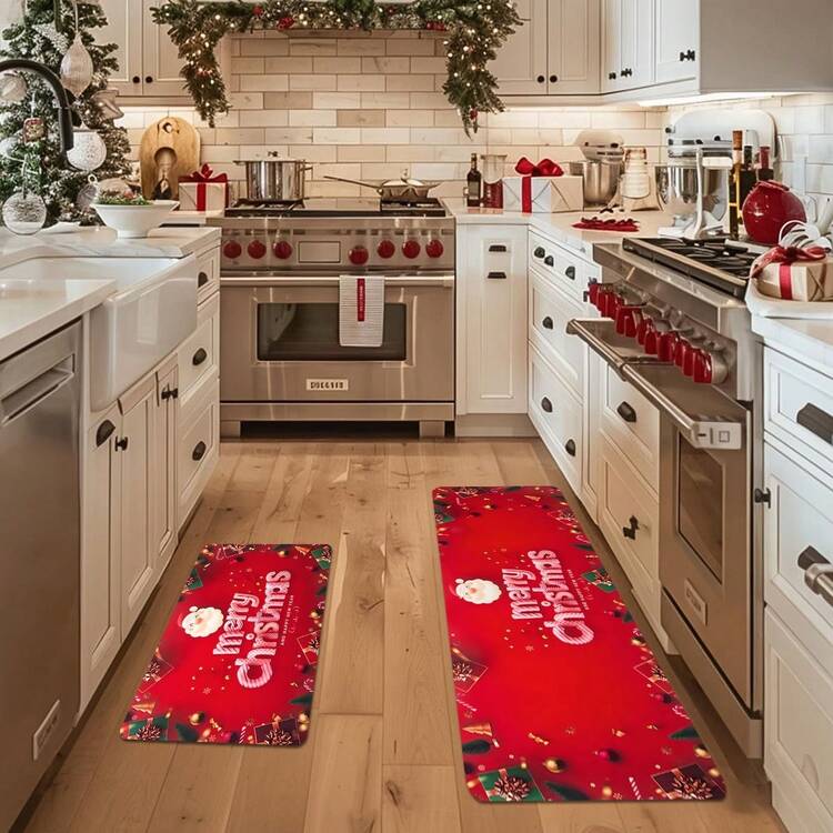 1/2/3 Pcs Thickened 0.47 Inch/1.2 Cm Christmas Kitchen Mat Set - Christmas Decor, Non-Slip Memory Foam Bottom, Suitable For Kitchen, Home Office, Laundry Room, Bathroom Decoration - Multicolor - View 14