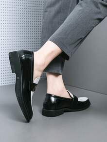 Mens Slip-On Dress Penny Loafer Casual Loafers Shoes For Male Classic Business Work Office Formal Dress Shoes - 黑與白 - 查看 7