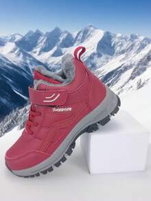 Botas de nieve casuales para otoño/invierno, adolescentes/estudiantes, botas de senderismo, botas de trekking, forro térmico, a prueba de frío, suela antideslizante resistente al desgaste, cierre de gancho y bucle conveniente (logotipo de gancho y bucle asimétrico, entrega aleatoria)