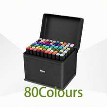 24/48/60/80/168 Colors Permanent Alcohol-Based Art Markers, Dual Tip Brush & Chisel Tip, Blender Marker, Suitable For Children & Adults, Art, Coloring, Sketching, Comes With Marker Case (Random Packaging) - one-size - View 8