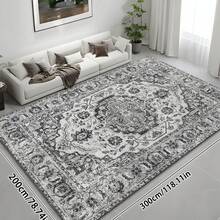 1pc High-Grade Gray - Classic - Geometric Floral Striped Bohemian Area Rug, Soft Faux Wool Rectangular Rug In European And American Style, Machine Washable, Suitable For Living Room, Bedroom, Entryway, Bathroom, Hallway, Patio, Kitchen, Indoor Outdoor, All Season Large Size Mat, Home Decor - Multicolor - View 16