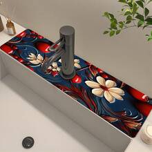 1pc Quick-Drying Diatomaceous Earth And Rubber Anti-Slip Absorbent Kitchen/Bathroom Faucet Pad, Which Can Cut Out Beautifully Decorated Flower Patterns For Holidays, Diatom Mud Anti-Slip Silicone Faucet Protection Drain Pad, Household Kitchen Drain Pad, Washbasin Protector, Suitable For All Kinds Of Faucets In Bathrooms And Kitchens.
