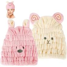 Toalla para Cabello,Toalla de Microfibra para el Cabello,2 Toallas de Secado de Pelo Ultra Suaves y Absorbentes,Gorro de BañO de Secado RáPido para Mujeres, Adultos o NiñAs,y Beige - 1 - Ver 1