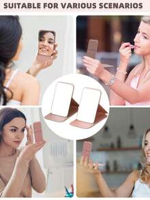 1/2 قطعة مرآة مكياج محمولة قابلة للطي، مرآة تجميل محمولة، مرآة زينة محمولة قابلة للتعديل، تصميم جلد PU مدمج، مرآة مكتبية مستطيلة مدمجة، مرآة تجميل محمولة للتصليح للنساء والفتيات - مرآة مكياج، حقيبة ملحقات السفر، مستلزمات السفر الأساسية لعطلة الصيف والعودة إلى المدرسة