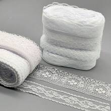 Cuộn ruy băng viền vải ren trắng 7 kiểu 70M, ren thêu thủ công dùng để may vá, đồ thủ công tự làm, trang trí váy cưới và tiệc sinh nhật - Nhiều màu - Xem 5