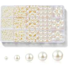 1 Set Fashion Faux Pearl Jewelry Making Kit, 5 Sizes ABS Round Faux Pearl Beads With Holes For Bracelet, Necklace, DIY Crafts, Wedding, Home Decor, Elegant Party Gifts