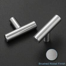 10 件橱柜把手拉丝镍橱柜把手，不锈钢单孔厨柜把手银色橱柜拉手，适用于厨柜和梳妆台，2 英寸总长度抽屉把手