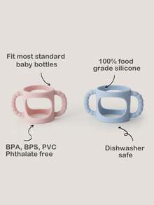 1pc Silicone Baby Bottle Handles, Easy Grip Removable Handles For Bottle To Sippy Cup Transition, Universal Fit - Green - View 4