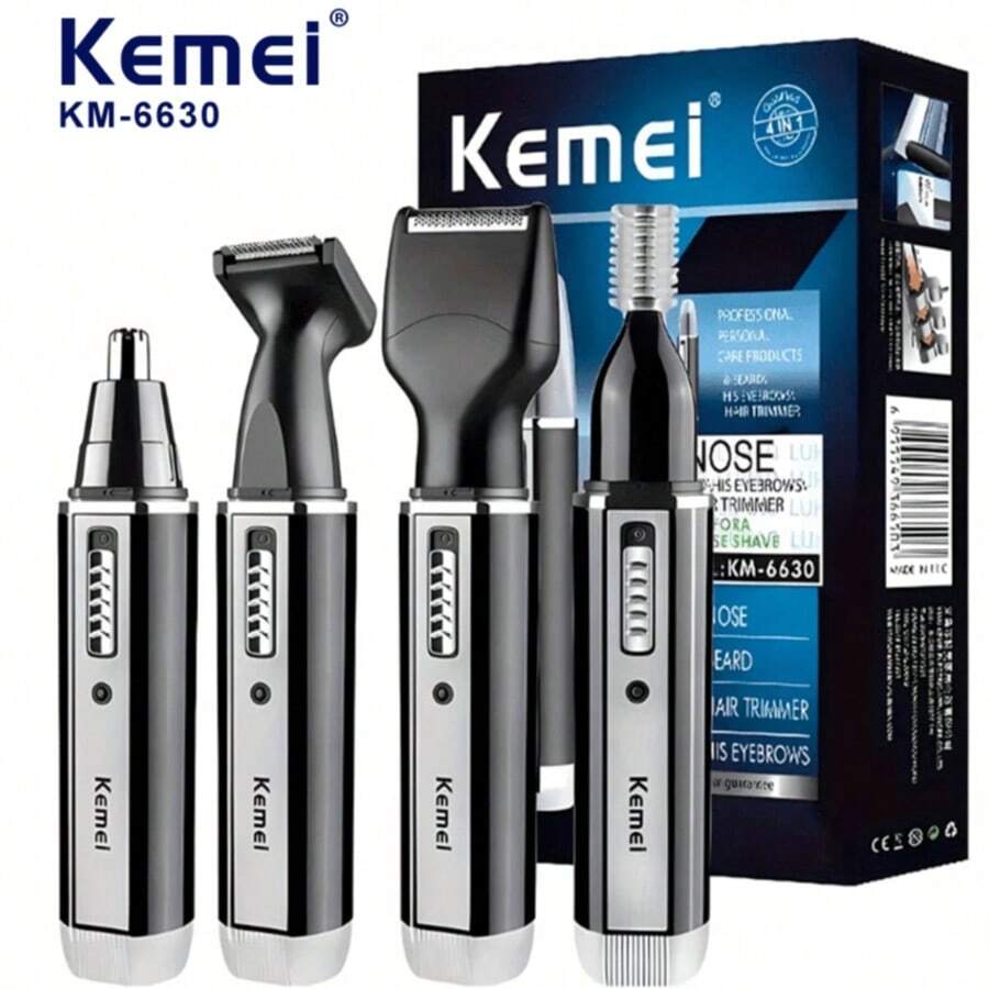 4-In-1 Rechargeable Electric Nose Hair Trimmer, Ear, Eyebrow Trimmer And Shaver, Personal Care Set For Men - Kemei KM-6630