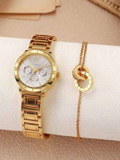 Minimalist Luxe Round Quartz Steel Watches, Matching, Birthday, Anniversary, Halloween, Other Holiday s, No Box