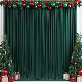 Dark Green 1 Piece Event Party Curtain Background Arch Decoration Background, Photo Backdrop Curtain Suitable For Christmas, Halloween Background Decoration, Wedding Party Background Decoration