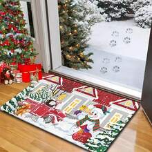 1/2/3 piezas Juego de alfombrillas de cocina navideñas acolchadas y antifatiga de 0.47 pulgada/1,2 cm de grosor - Diseño de muñeco de nieve y camión rojo navideño, alfombras de pasillo acolchadas, alfombrillas suaves de franela antideslizantes y resistentes a las manchas para dormitorio, sala de estar, comedor, baño y entrada