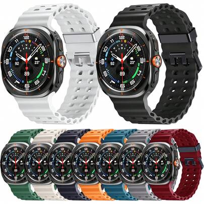 Bandas compatibles con Galaxy Watch 7/8 Ultra 47mm (2024/2025), brazalete de océano resistente, correa deportiva de silicona transpirable y resistente al agua para bandas Galaxy Watch Ultra para hombres y mujeres