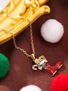 1pc Fashionable, Versatile & Elegant Christmas Element Design Necklace Jewelry, Suitable For Holiday Parties, Banquets, Can Be A Surprise Christmas Gift For Family, Friends, Mother, Wife, Lover