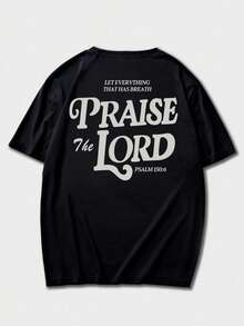 男士百搭简约图案印花短袖T恤 | 圣经经文主题 - 黑色 - 查看 6