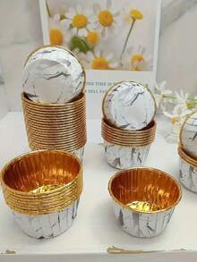 50pcs Marble Pattern Cupcake Liners, Grease-Proof Baking Cups, With/Without Lids, Suitable For Christmas, Birthday And Wedding Party Baking, Wedding And Birthday Supplies, Home And Party Decorations - Multicolor - View 2