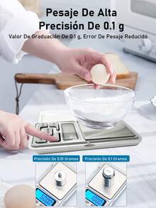 1 pieza Báscula electrónica digital de bolsillo mini de alta precisión para calibración de joyería, diamantes, oro, monedas; báscula de pesaje portátil 500g/0.01g con función de conteo, pantalla LCD azul g/tl/oz/ct/gn. - Plateado - Ver 6
