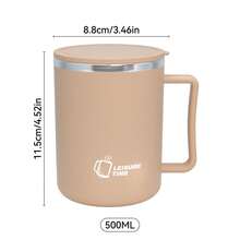 480ML 雙層保溫咖啡杯，便攜式 304 不鏽鋼水杯附蓋與手柄，耐冷耐熱飲水杯，防漏奶茶咖啡杯，適合成人學生在家中、學校、辦公室、野餐、旅行使用 - 彩色 - 查看 22