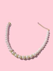 Pet Pearl Necklace, Rhinestone & Pearl Collar For Cats And Dogs, Fashion Accessories - Gold - View 6