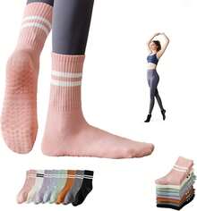 8 Pares Calcetines de Pilates y Yoga para Mujer, Calcetines Antiderrapantes Mujer Ropa Deportiva - 1 - Ver 1