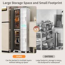 KHNR 52.76" Tall Narrow Bathroom Storage Cabinet With Doors And Adjustable Shelves Slim Plastic Waterproof Organizers Foldable Floor Skinny Cabinets For Small Spaces Kitchen Laundry Room Bedroom - 白色 - 查看 4