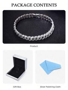 1条闪亮2-3毫米网球手链，925纯银材质，女士款式，迷人优雅的情人节礼物