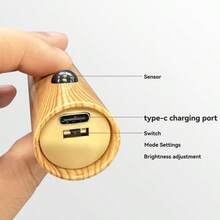 This 1-In-1 LED Motion Sensor Light (Wood Grain Finish) Is A Multi-Functional Night Light/Cabinet Light/Flashlight/Wardrobe Light/Bedside Lamp. It Is Also A USB Rechargeable Ambient Light And Magnetic Wall Light. - Three Colors Of Light - View 10