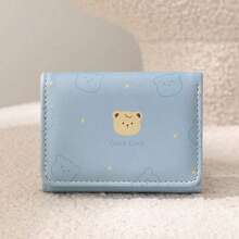 Cartoon Bear Short Wallet, Tri-Fold Student Printed Coin Purse, Cartoon Coin Pouch Card Holder - Multicolor - View 6