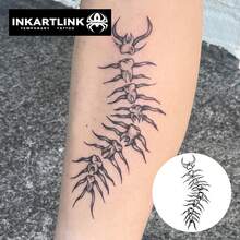 INKARTLINK Dark Teeth Demonic Centipede, Thorny Totem Gothic Pattern Herbal Temporary Tattoo, Dark Horror Totem Design, Waterproof Long-Lasting 14 Days - Black - View 7