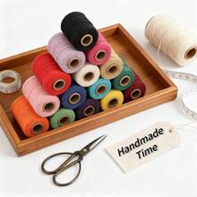 Rollo de 300M de cuerda de algodón blanco de 2mm - Cuerda artesanal resistente a granel para costura DIY, macramé, decoración de bodas y cumpleaños - Multicolor - Ver 9