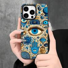 Fundas y carcasas protectoras con diseño de ojos y palmas, compatibles con phone 16 Pro Max, 16, 15 Pro, 14, 14 Plus/14 Pro Max, 13, 13 Pro, 12 Pro y 11/11 Pro. Regalos para cumpleaños y festividades - Negro - Ver 7
