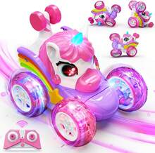 Carro de Control Remoto para Ni?as, Unicornio para Ni?as de 3-6 A?os, RC Juguetes de Unicornio Coche Control Remoto Recargable 4WD con Luces LED, Cumplea?os y Navidad Regalos para Ni?a de 3 4 5 6 A?os - negro - Ver 1