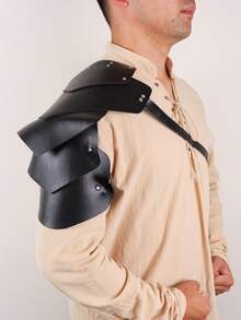 1 pièce Armure d'épaule médiévale en PU, protection d'épaule ajustable à une seule épaule, harnais de guerrier viking, gladiateur, samouraï, chevalier. Accessoire de costume d'Halloween pour hommes - A - Voir 8