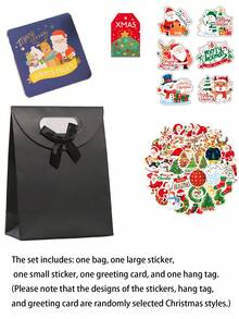 1 set de sacs-cadeaux de Noël, sacs-cadeaux, grands autocollants, petits autocollants, cartes de vœux, étiquettes. Les motifs du produit dans l'ensemble sont aléatoires, peuvent être faits à la main dans votre style préféré, utilisés pour les cadeaux de Noël. Joyeux Noël !