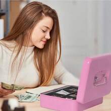 HappyWare Cash Box Caja Fuerte Metalica Para Dinero Con Charola y Llaves Rosa - Rosa - Ver 9