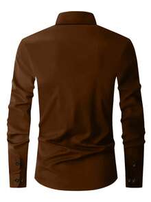 Classic Formal Dress Shirt For Men, Long Sleeve Button-Down Collared Shirt, Slim Fit, Professional Look, For Fall