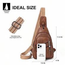 Leresas Sling Bag For Women Crossbody Purse Leather Crossbody Bag Fanny Pack Chest Bag For Travel Everyday Vacation - 棕色 - 查看 3