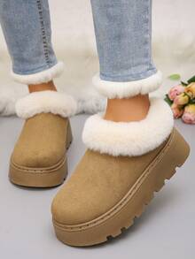 1 Pair Thick Sole Thermal Lined Warm Snow Boots For Teens, Suitable For Indoor And Outdoor Wear, Anti-Slip, Casual, Autumn/Winter