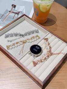 Premium Pearl Chain Strap Suitable For Galaxy Watch 7/6/5/4 Strap 40 Mm 44mm 47mm 46mm 41mm,Galaxy Watch 5 Pro 45mm,Galaxy Active 2,Galaxy The Watch 3,18/20/22mm, Compatible With HW Watch 5/4/3/2/1 And GT5/4/3/2, As Well As HW Watch Fit3/Fit4 And HW Band 8/9/10NFC