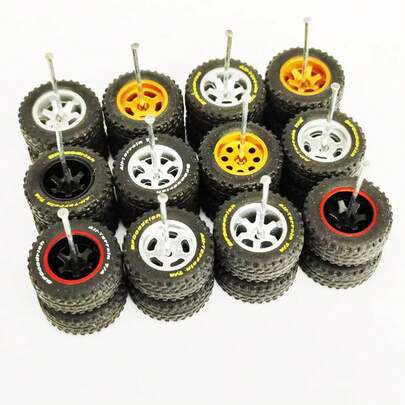 5 Juegos de Ruedas Todoterreno 1/64 Neumáticos de Modelo de Camión Todoterreno Diámetro de Neumático 14mm Repuestos para SUV  Todoterreno 1:64