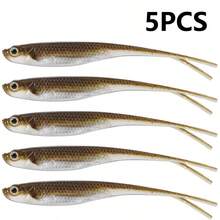Dr.Fish 5/6pcs Fishing Soft Recall Plastic Salt Water Fork Tail Drop Shot Silicone Soft Bait Worm Spill Trout Lucky Walleye Weedless