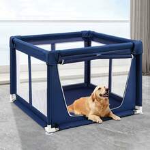SIDIANBAN 90x90x66cm Puppy Playpen With Gate, Dog Playpen For Puppies Or Small Dogs, Pet Playpen For Indoor & Outdoor, Sturdy Safety DogPen With Thickened Fabric, High-Strength Nylon Wire Mesh - 寵物圍欄 - 查看 9
