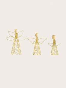 1 pieza Figura de ángel de alambre - Figura decorativa navideña, material de metal, estilo de dibujos animados, diseño creativo, decoración hogareña cálida | Adecuado para regalos, festivales, fiestas, hogar, restaurante y decoración de escritorio Decoraciones navideñas Decoración de habitación Invierno