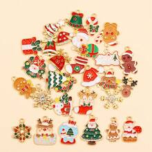 30Pcs/Set Multi-Color Drip Oil Mixed Christmas Charm Pendants, Handmade Jewelry Making DIY Necklace Bracelet Keychain Accessories Christmas Gift - Multicolor - View 2