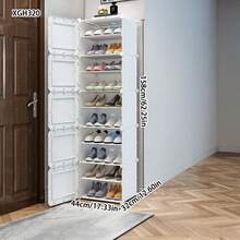 多层大容量防尘收纳柜，可折叠鞋架，适用于卧室、客厅、走廊家用 - 白色 - 查看 5
