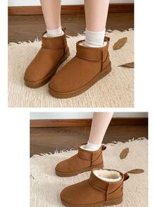 Damen Dicke Warme Schneestiefel, Neue Koreanische Version Dicke Sohle Winterstiefel, Thermisch Gefütterte Kurze Stiefel, Kunstleder Stiefel