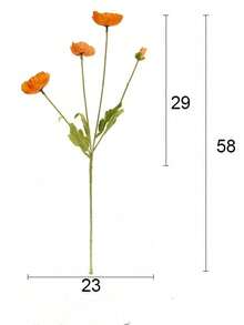 1 pieza/2 piezas Amapola artificial, de 59 cm de largo, con 4 flores, de estilo simple y moderno, se puede doblar y no se desvanece - Usado para pared de flores DIY, diseño de escena, arreglo floral de jarrón para sala de estar y dormitorio, boda, fiesta, decoración del hogar, relleno de escritorio, decoración de habitación