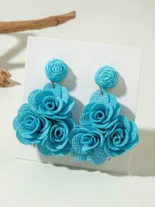 imoli 1 Pair Minimalist Versatile Spring/Summer Polyester Floral Pendant Earrings, Elegant & Romantic, Suitable For Daily Wear And Any Occasion, Perfect Gift